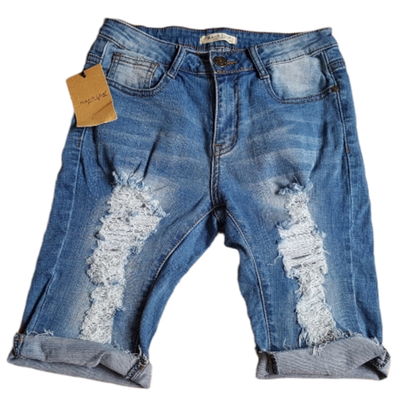 Machine- Distressed Bermuda Shorts - Picture 1 of 7